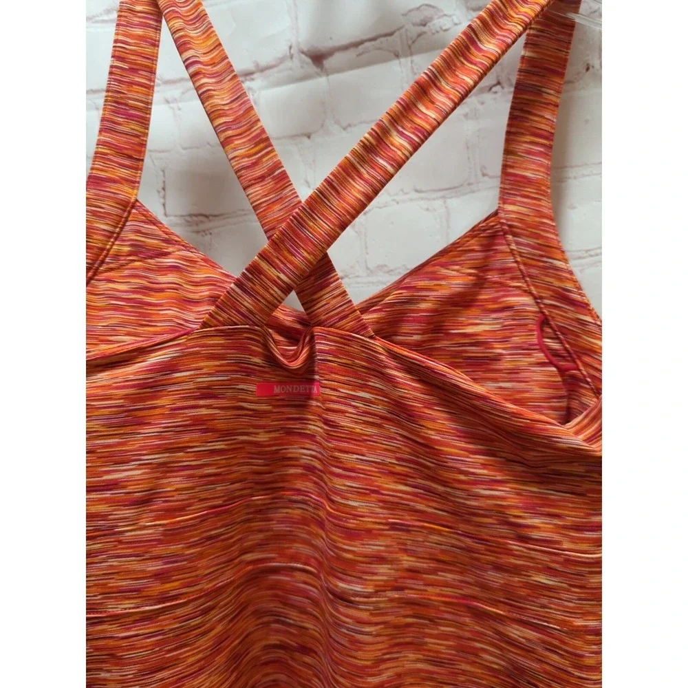 Mondetta activewear criss-cross strap tank dress medium red orange shelf bra - Picture 3 of 13